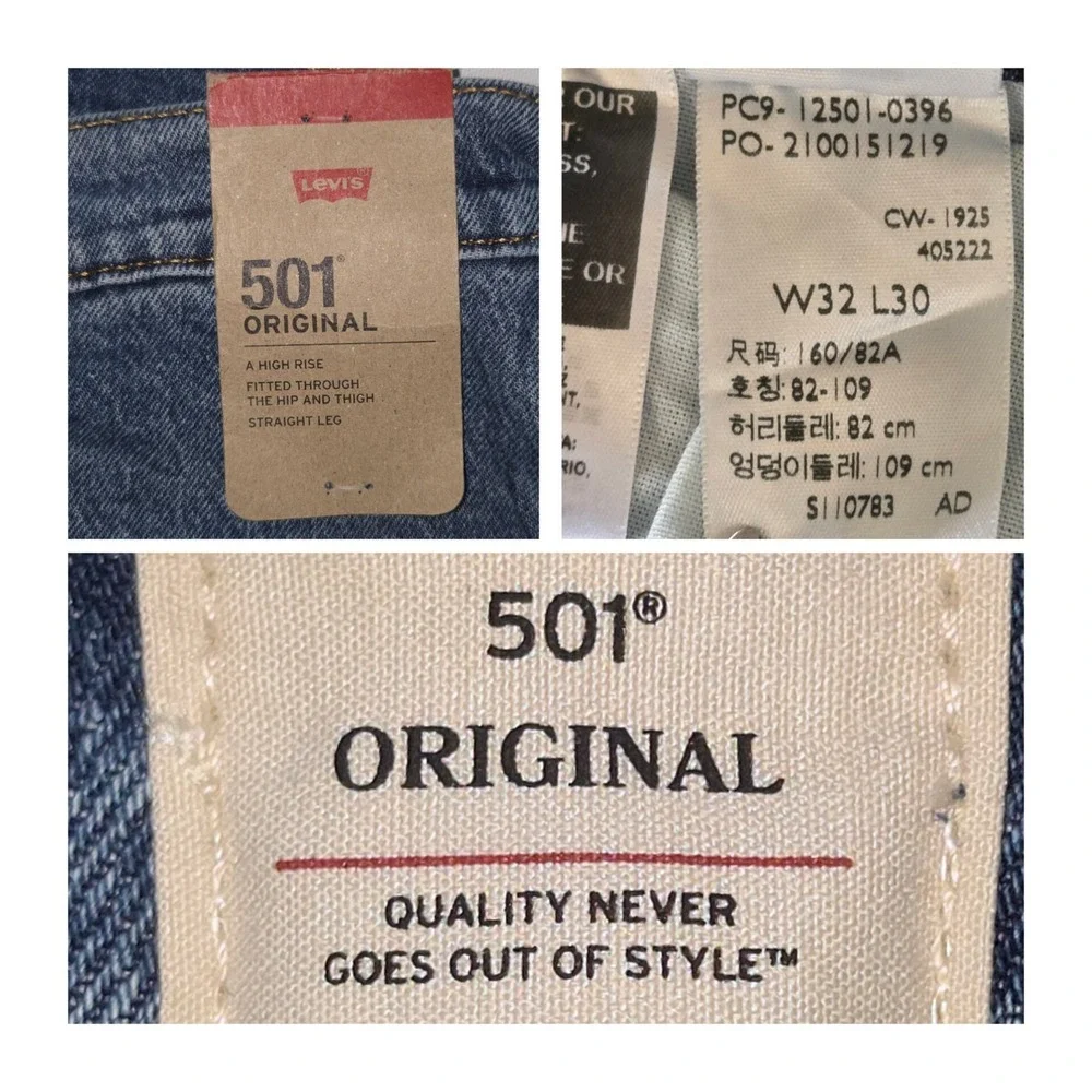 Levi's 501 Original Blue Denim Jeans Women W32 L30 High Rise Button Fly Straight